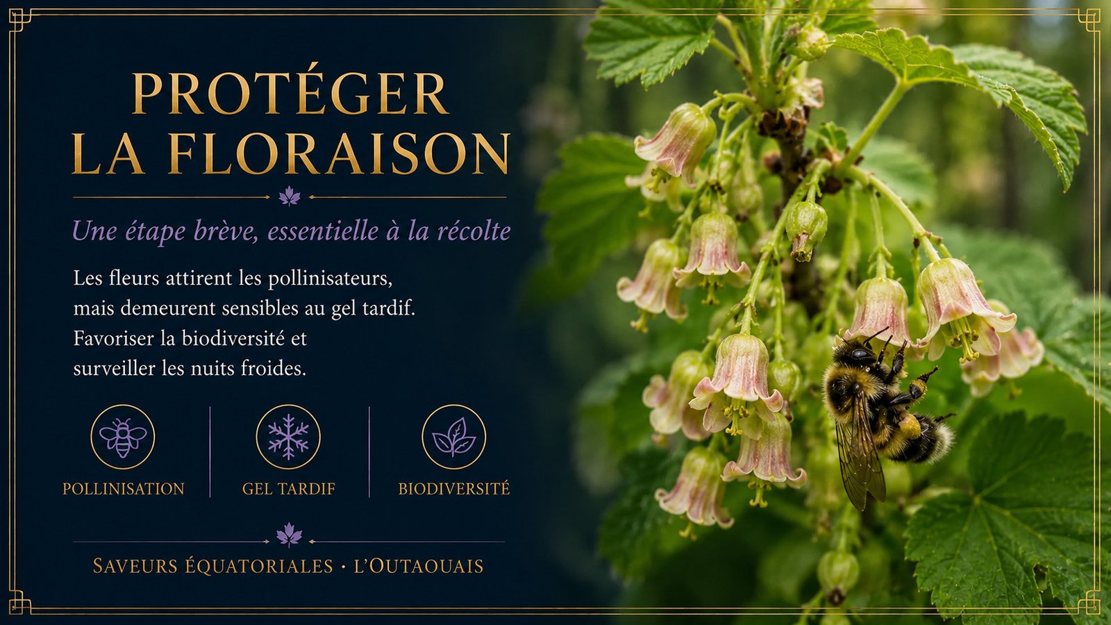 Floraison du cassissier visitée par un pollinisateur