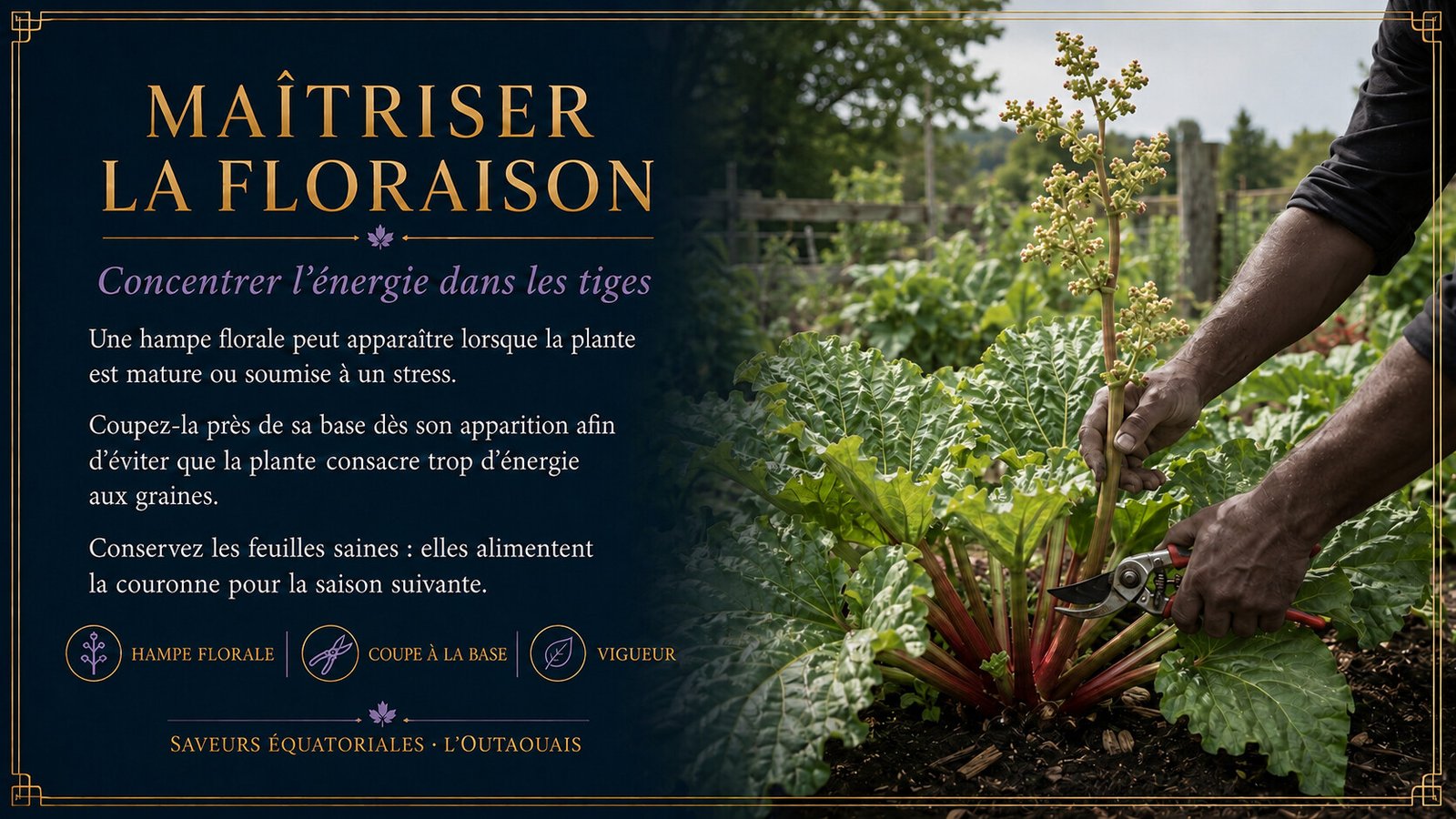 Suppression de la hampe florale de la rhubarbe