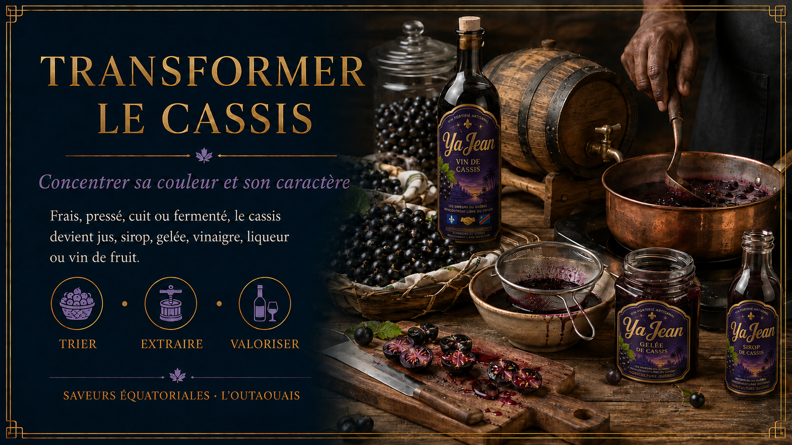 Transformation artisanale du cassis en vin, gelée et sirop
