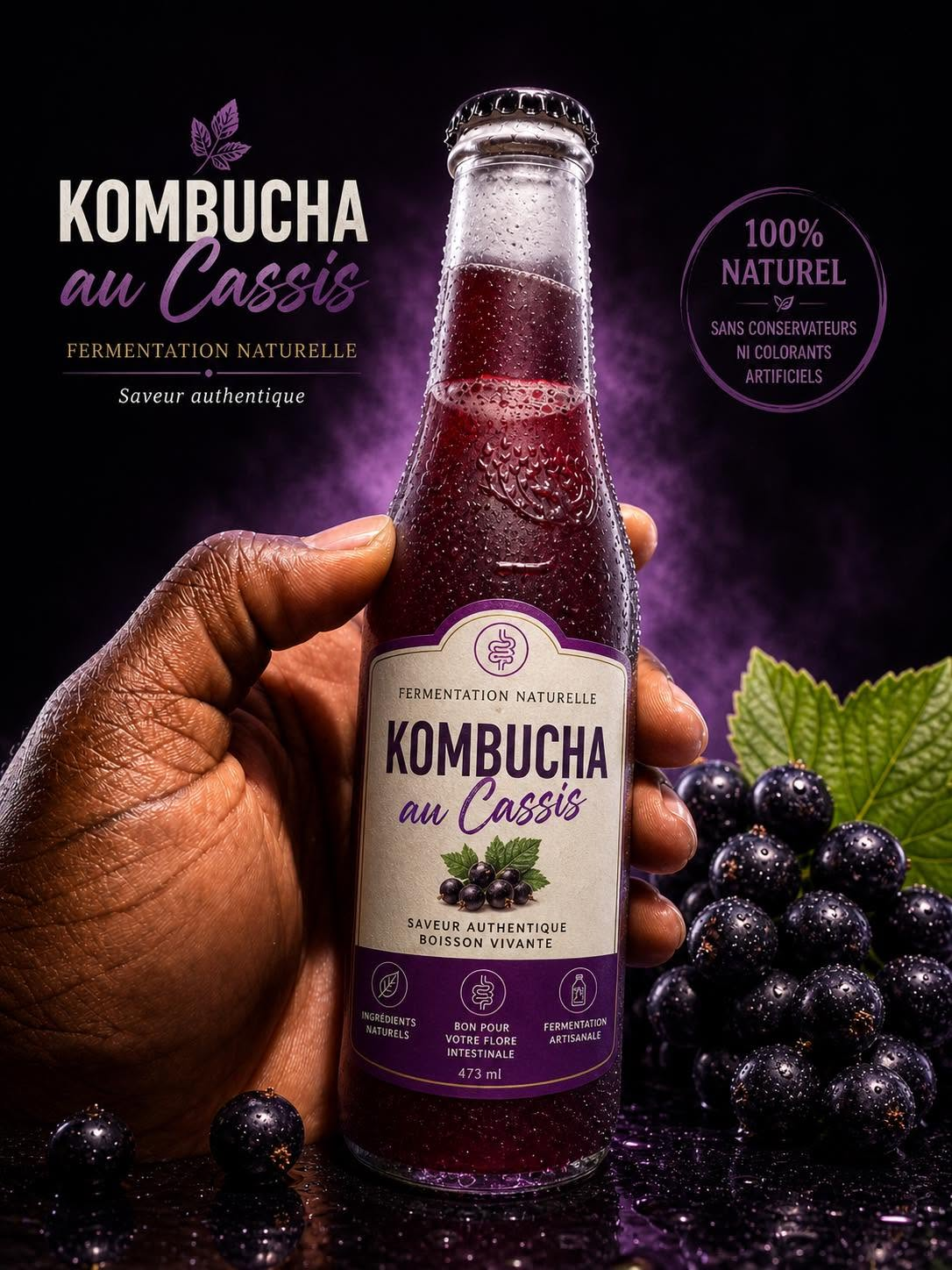 Kombucha au cassis Ya Jean — 473 ml