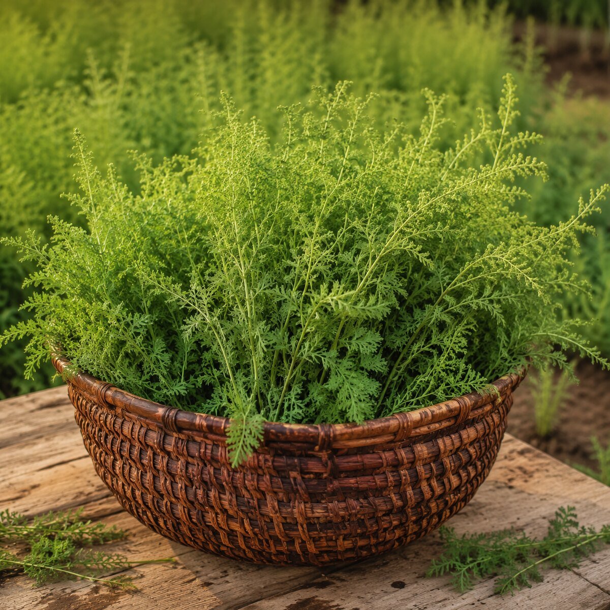 Panier d’Artemisia récoltée à la ferme