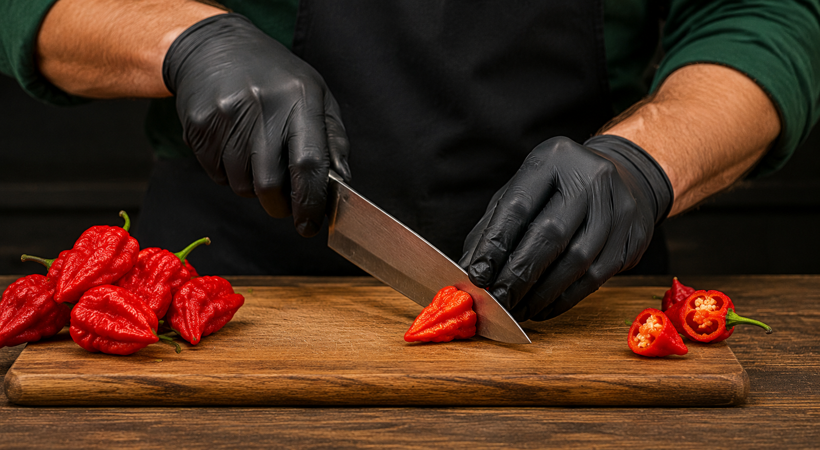 Découpe sécuritaire de Carolina Reaper montrant sa structure intérieure, sans visage