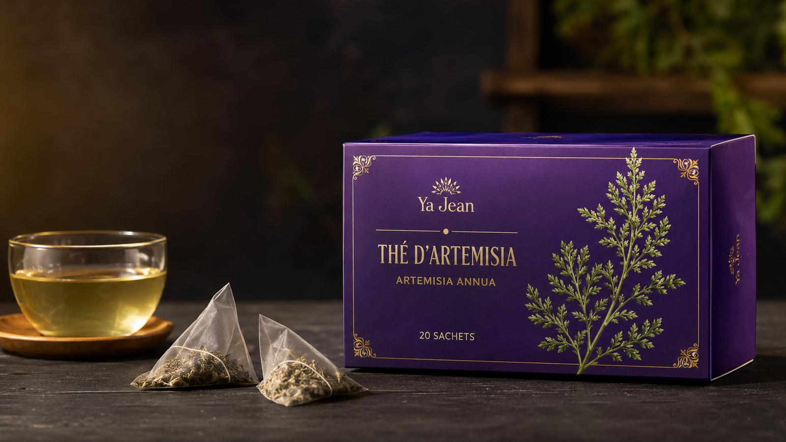 Thé d’Artemisia Ya Jean en sachets, concept de présentation